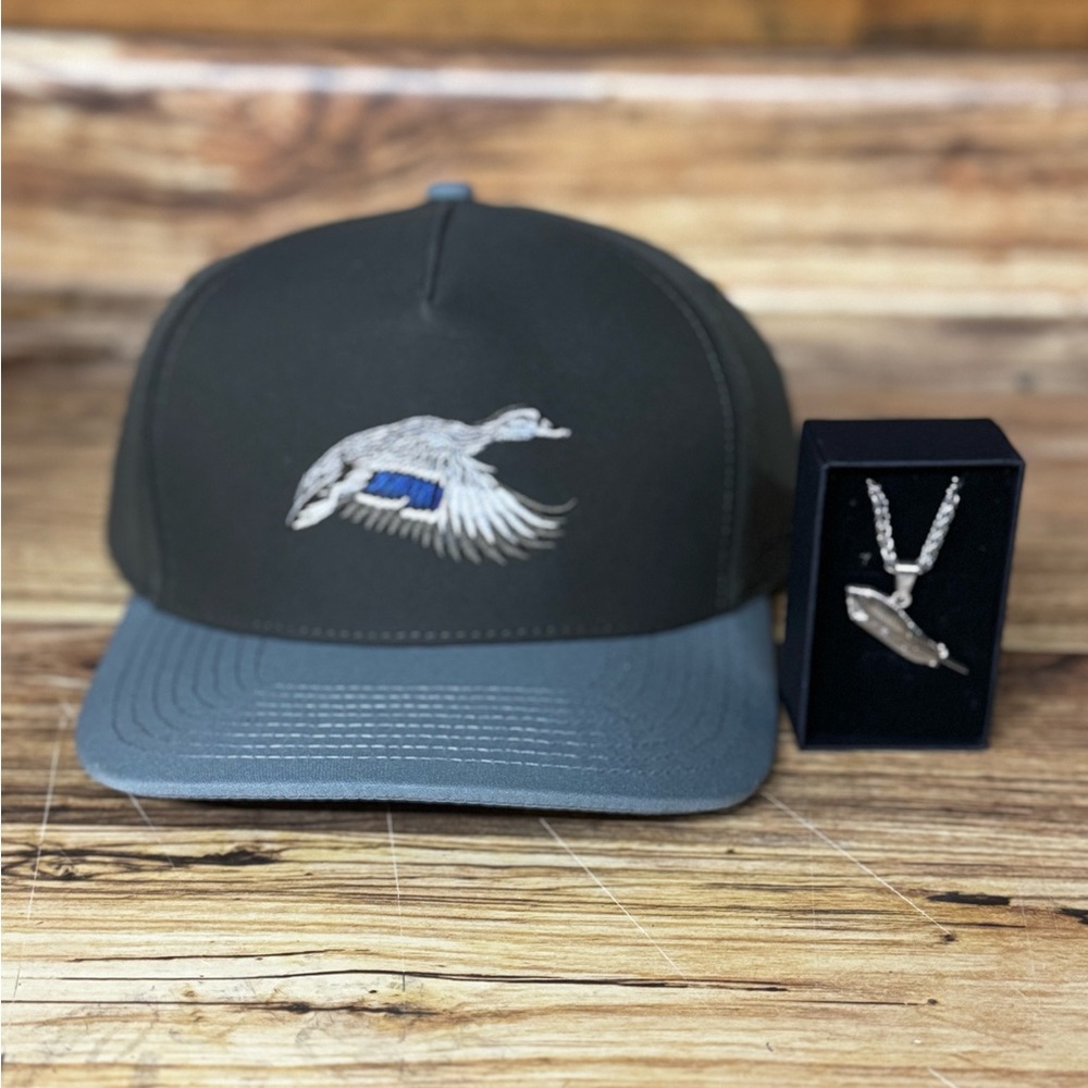 Embroidered Duck Cap and Pendant Set